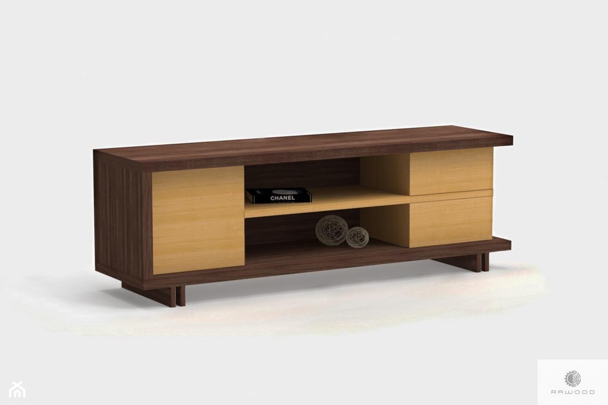 Szafka RTV z drewna i płyty do salonu NESTON - zdjęcie od RaWood Premium Furniture - Homebook
