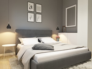 Projekt wnętrz w Olsztynku - Mała szara sypialnia, styl nowoczesny - zdjęcie od gdarchitekci