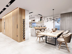 KURS - Duża biała jadalnia w kuchni, styl nowoczesny - zdjęcie od SWSTUDIO