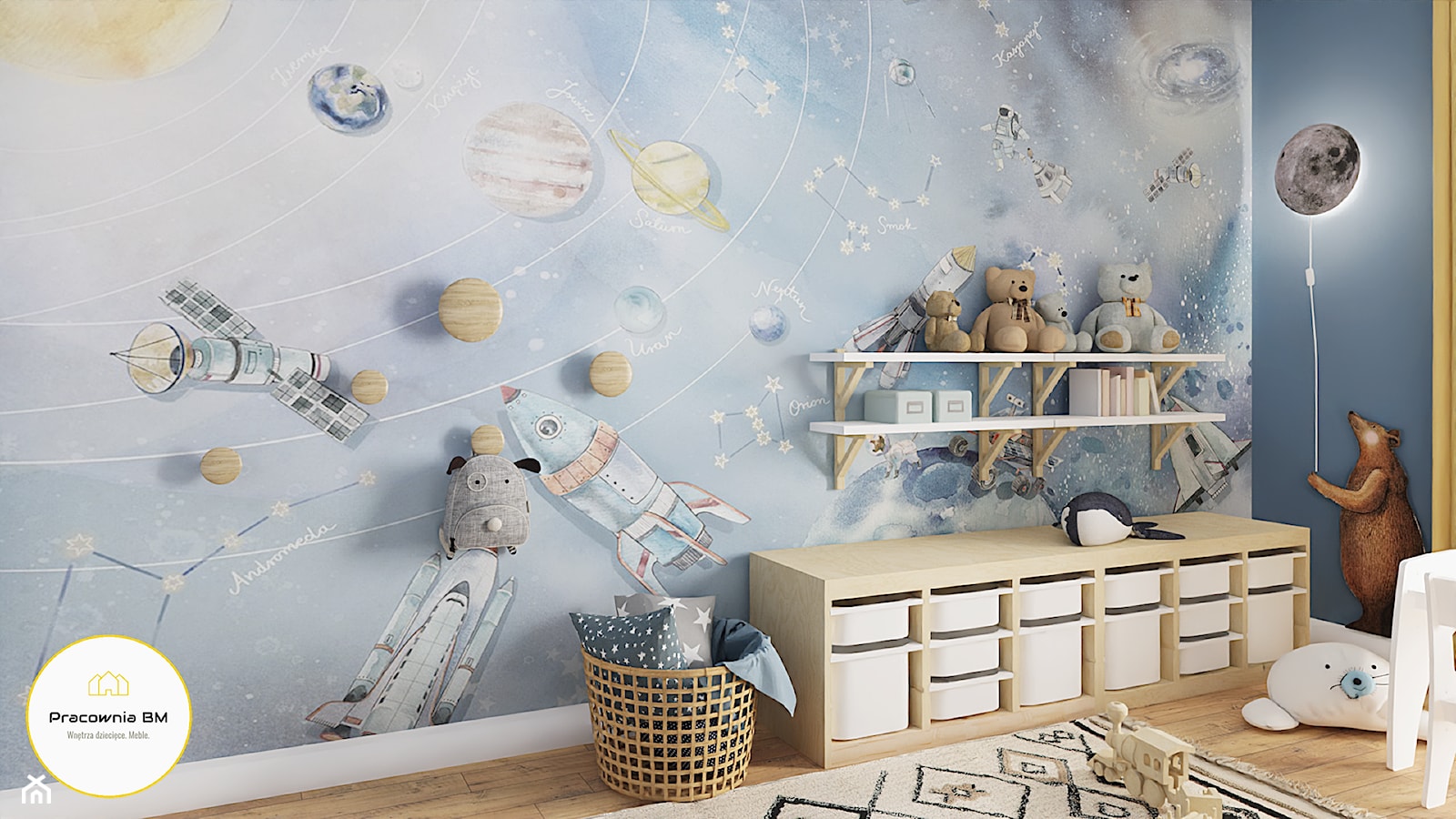 Pokój chłopca z motywem kosmicznym - zdjęcie od Pracownia BM - wnętrza dziecięce, meble - Homebook