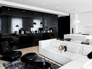 PROJEKT 1 - Średni biały salon z kuchnią, styl nowoczesny - zdjęcie od muc&scott interiors