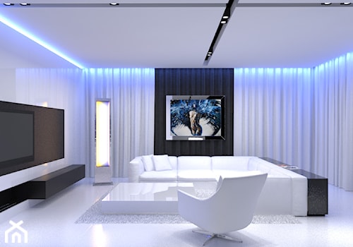 PROJEKT 6 - Duży biały salon, styl nowoczesny - zdjęcie od muc&scott interiors