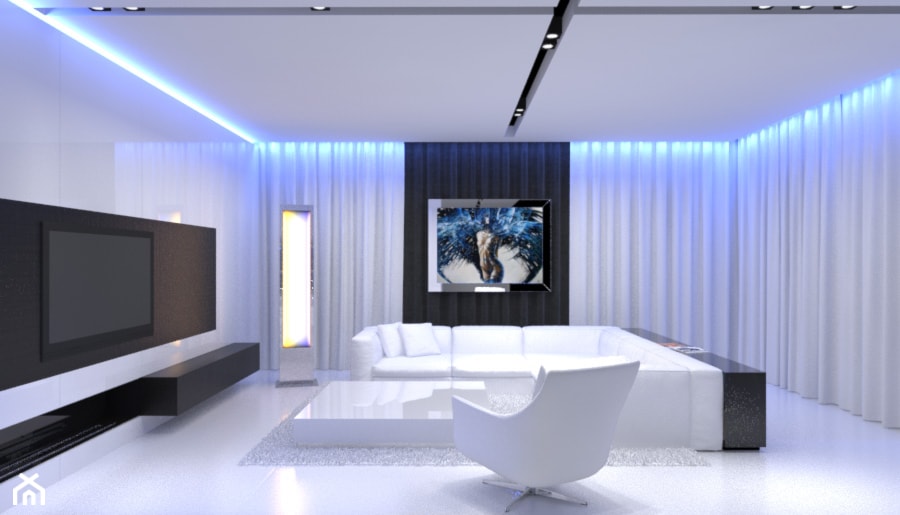 PROJEKT 6 - Duży biały salon, styl nowoczesny - zdjęcie od muc&scott interiors