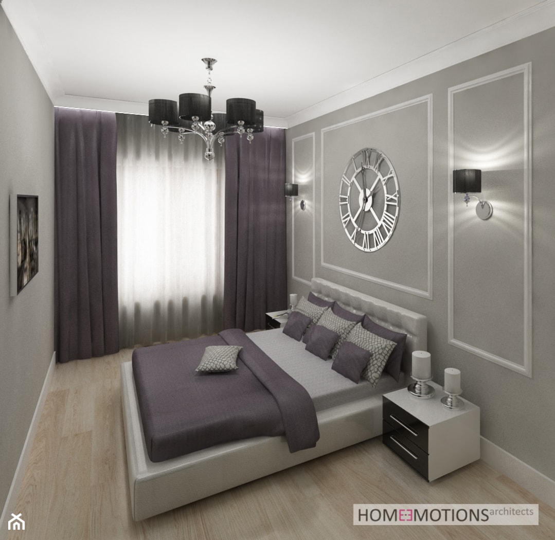Apartament szary - Średnia szara sypialnia, styl nowoczesny - zdjęcie od Homeemotions.architects - Homebook