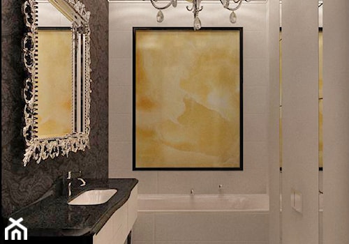 Mała bez okna z lustrem z punktowym oświetleniem łazienka, styl glamour - zdjęcie od Homeemotions.architects