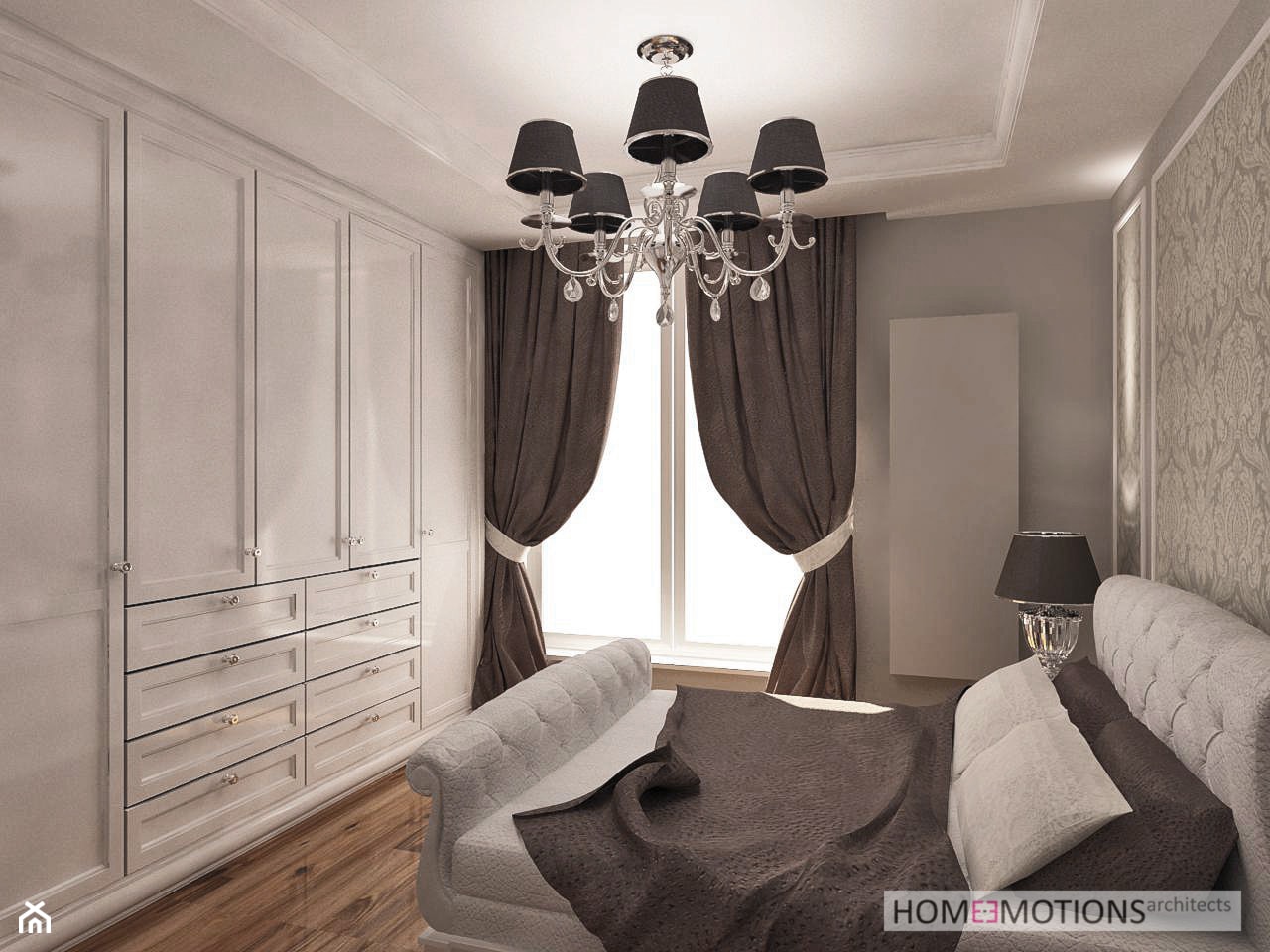 Klasyczna elegancja w sercu miasta. - Średnia szara sypialnia, styl tradycyjny - zdjęcie od Homeemotions.architects - Homebook