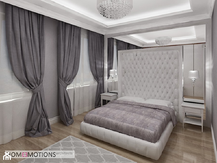 Duża biała szara sypialnia, styl glamour - zdjęcie od Homeemotions.architects