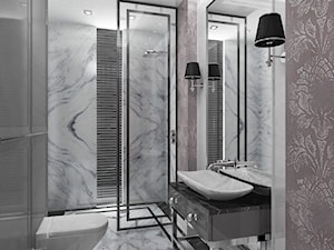 Modern classic - Z marmurową podłogą łazienka z oknem, styl glamour - zdjęcie od Homeemotions.architects