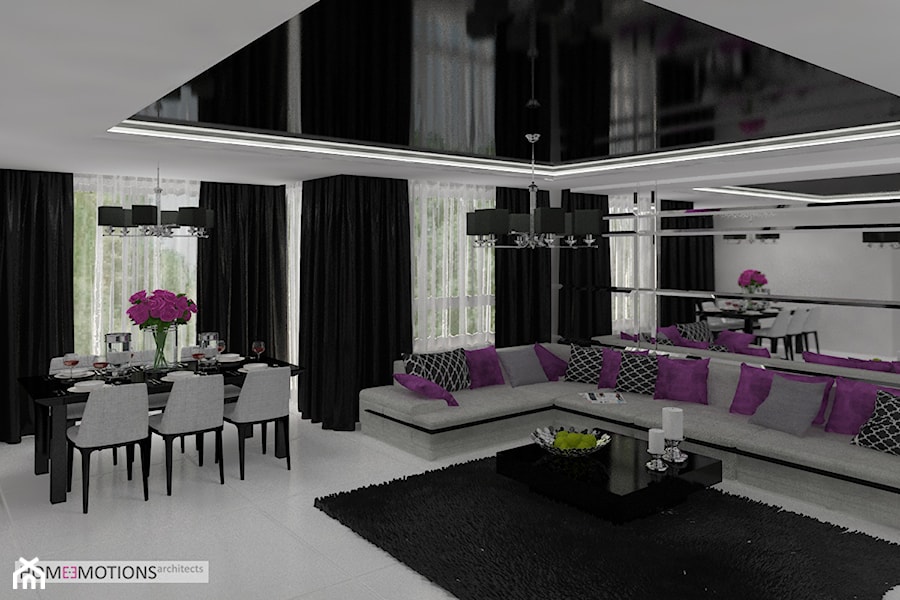Z pazurem - Duży szary salon z jadalnią, styl nowoczesny - zdjęcie od Homeemotions.architects