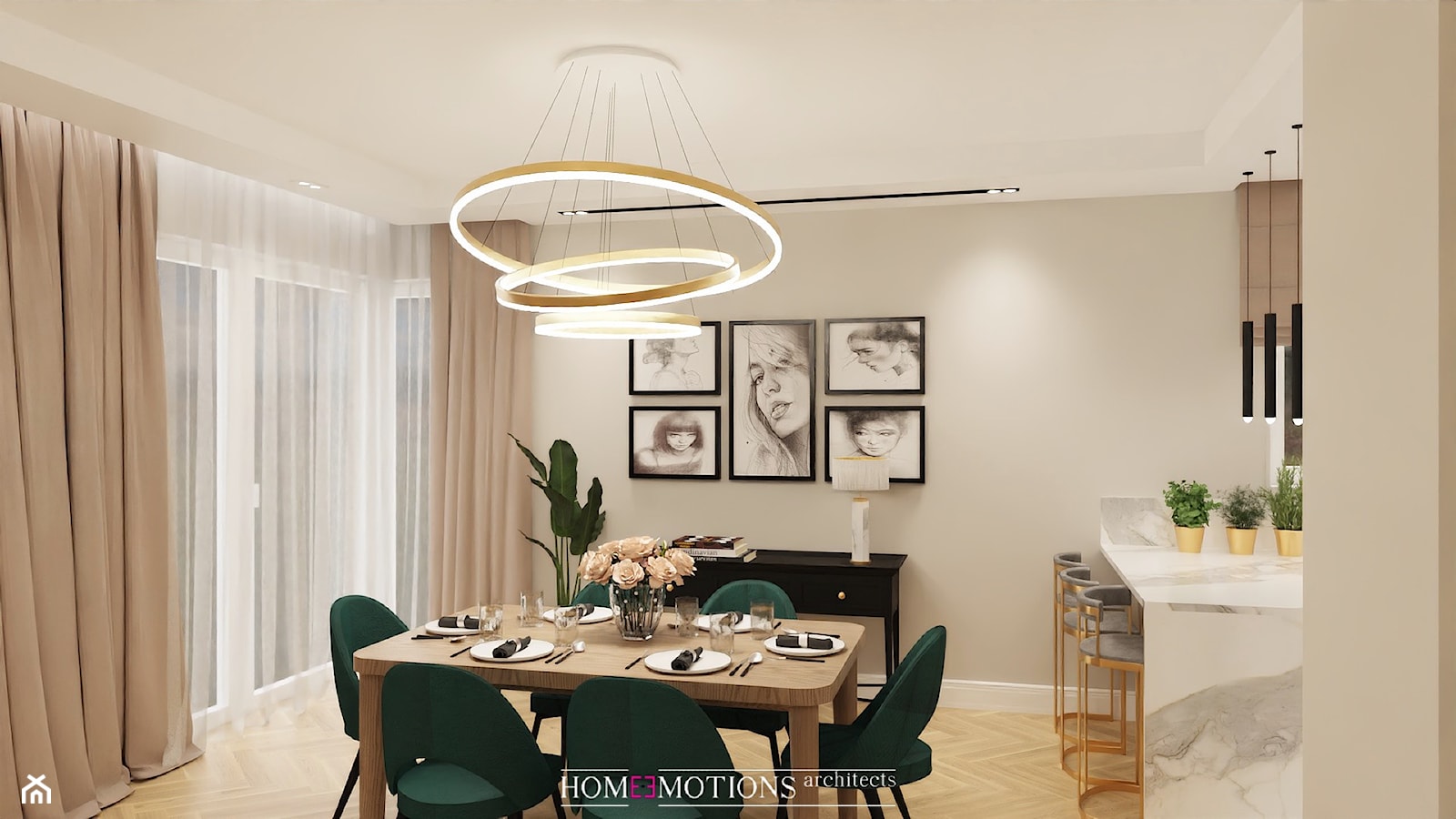 Cosy home - Średnia beżowa jadalnia w kuchni, styl nowoczesny - zdjęcie od Homeemotions.architects - Homebook