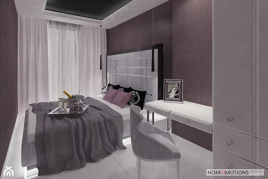 Z pazurem - Średnia brązowa z biurkiem sypialnia, styl glamour - zdjęcie od Homeemotions.architects