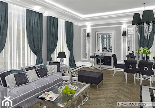 Nowoczesna klasyka - Duży biały szary salon z jadalnią, styl tradycyjny - zdjęcie od Homeemotions.architects