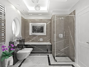 Nowoczesna klasyka - Średnia z marmurową podłogą z punktowym oświetleniem łazienka z oknem, styl tradycyjny - zdjęcie od Homeemotions.architects