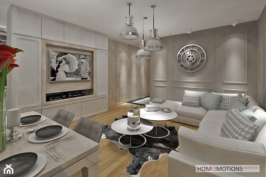 Szczypta luxusu - Średni duży salon z jadalnią, styl nowoczesny - zdjęcie od Homeemotions.architects
