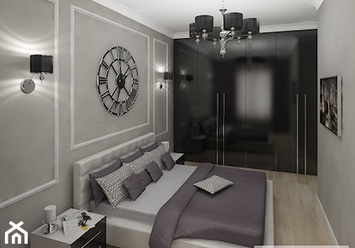 Apartament szary - Średnia biała szara sypialnia, styl nowoczesny - zdjęcie od Homeemotions.architects