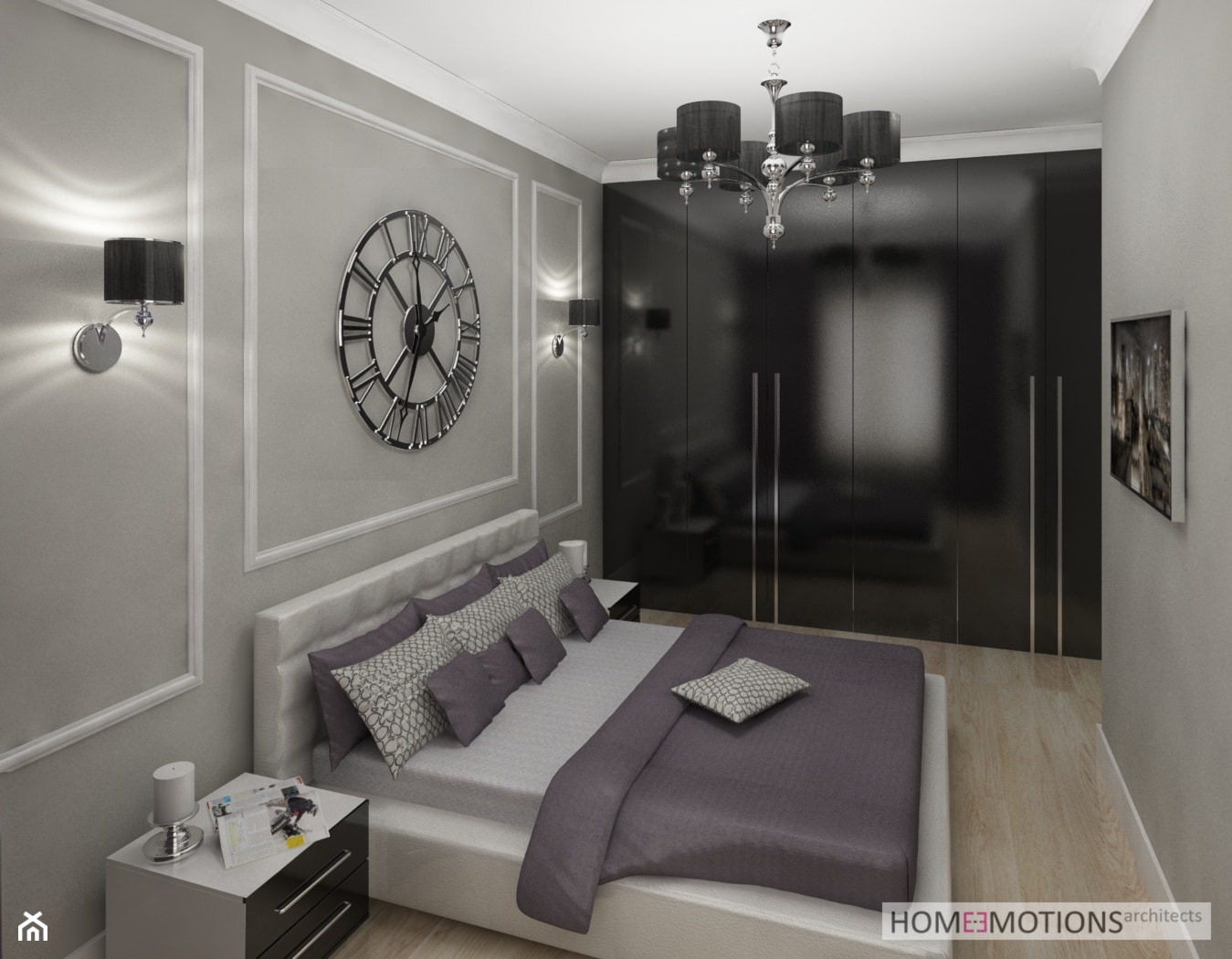 Apartament szary - Średnia biała szara sypialnia, styl nowoczesny - zdjęcie od Homeemotions.architects - Homebook