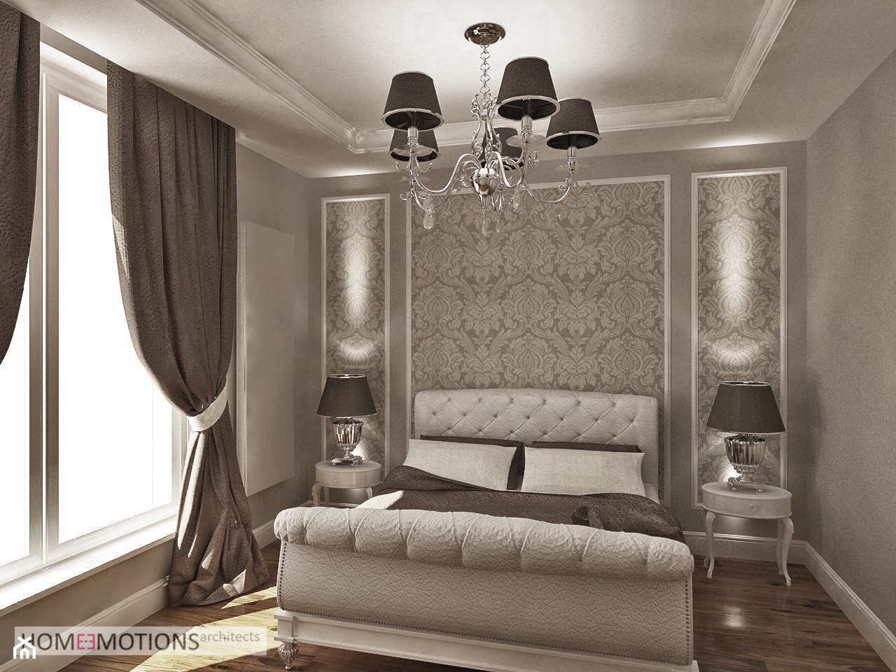 Klasyczna elegancja w sercu miasta. - Mała szara sypialnia, styl tradycyjny - zdjęcie od Homeemotions.architects - Homebook
