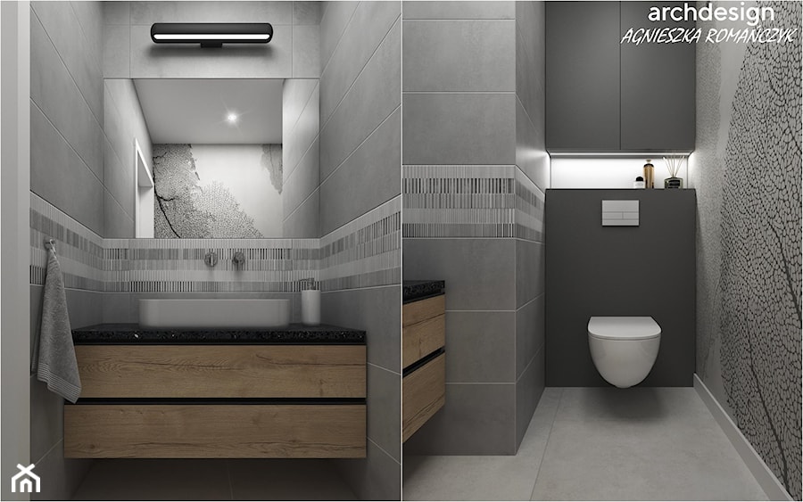 Toaleta w odcieniach szarości - zdjęcie od archdesign