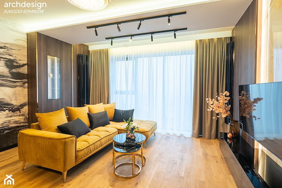 Apartament w Hanza Tower w Szczecinie - Salon, styl nowoczesny - zdjęcie od archdesign