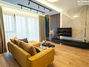 Apartament w Hanza Tower w Szczecinie - Salon, styl nowoczesny - zdjęcie od archdesign