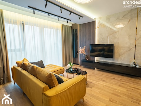 Aranżacje wnętrz - Salon: Apartament w Hanza Tower w Szczecinie - Salon, styl nowoczesny - archdesign . Przeglądaj, dodawaj i zapisuj najlepsze zdjęcia, pomysły i inspiracje designerskie. W bazie mamy już prawie milion fotografii!