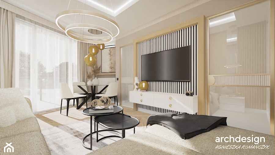 Apartament w Świnoujściu - Salon, styl glamour - zdjęcie od archdesign