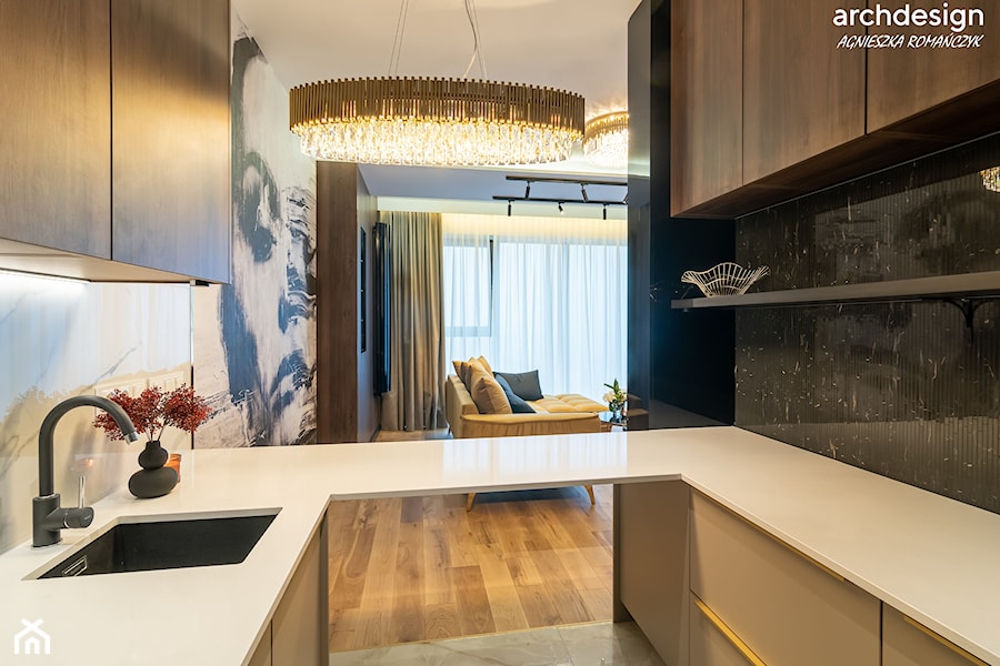 Apartament w Hanza Tower w Szczecinie - Salon, styl nowoczesny - zdjęcie od archdesign