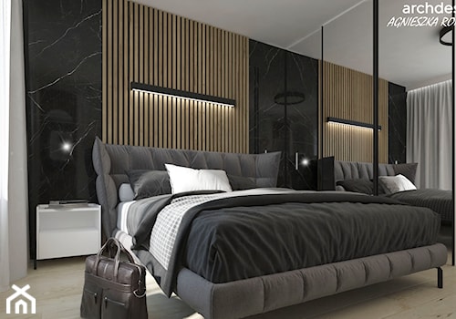 Lamele drewniane w sypialni - zdjęcie od archdesign