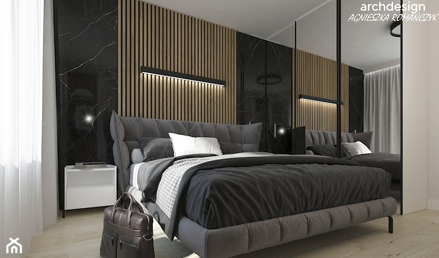 Lamele drewniane w sypialni - zdjęcie od archdesign