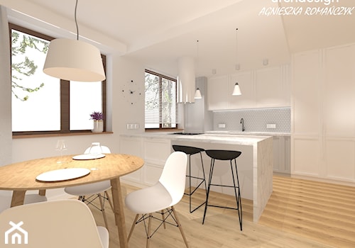 Projekt kuchni oraz salonu z jadalnią w domu koło Szczecina - Kuchnia, styl skandynawski - zdjęcie od archdesign
