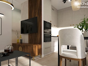Beżowo- brązowe wnętrze mieszkania w Szczecinie - Kuchnia, styl nowoczesny - zdjęcie od archdesign