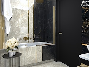 Marmurowa czaro-biała łazienka w apartamencie - zdjęcie od archdesign