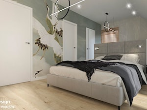 Sypialnia z fototapetą z ptakami Wallart - zdjęcie od archdesign