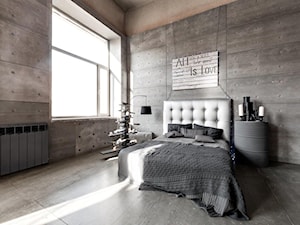 Styl industrialny - Duża szara sypialnia, styl industrialny - zdjęcie od KFA Armatura