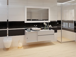 Black&White Glossy 30x90 - Duża bez okna z lustrem łazienka, styl nowoczesny - zdjęcie od LIS Ceramika