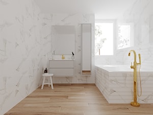 Carrara 30x60 - Średnia łazienka z oknem, styl minimalistyczny - zdjęcie od LIS Ceramika