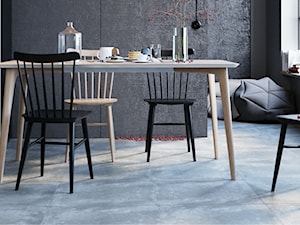 Cement 60x60 - Średnia szara jadalnia jako osobne pomieszczenie - zdjęcie od LIS Ceramika
