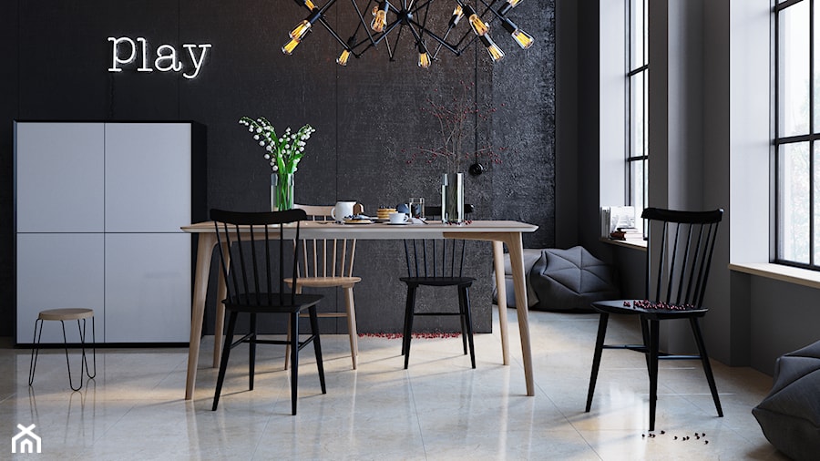 Crema marfil 60x60 - Średnia szara jadalnia w salonie, styl nowoczesny - zdjęcie od LIS Ceramika