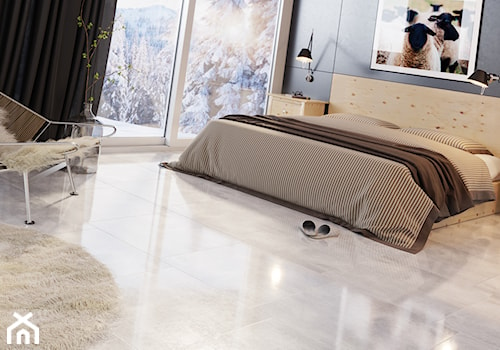 Cemento 60x60 - Średnia szara sypialnia, styl nowoczesny - zdjęcie od LIS Ceramika