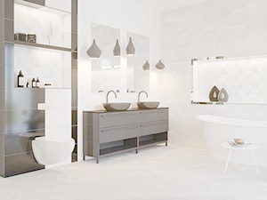 Black&White Glossy 30x60 - Średnia bez okna z dwoma umywalkami łazienka, styl nowoczesny - zdjęcie od LIS Ceramika