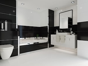 Black&White Glossy 30x90 - Średnia bez okna z lustrem z punktowym oświetleniem łazienka, styl nowoczesny - zdjęcie od LIS Ceramika