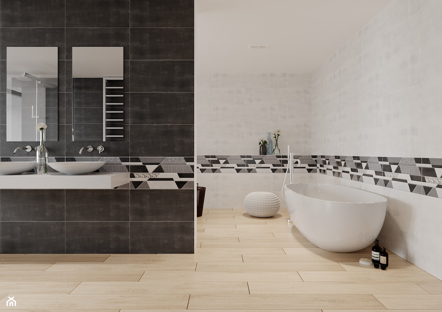 Fog 30x60 - Duża bez okna z dwoma umywalkami łazienka, styl tradycyjny - zdjęcie od LIS Ceramika - Homebook