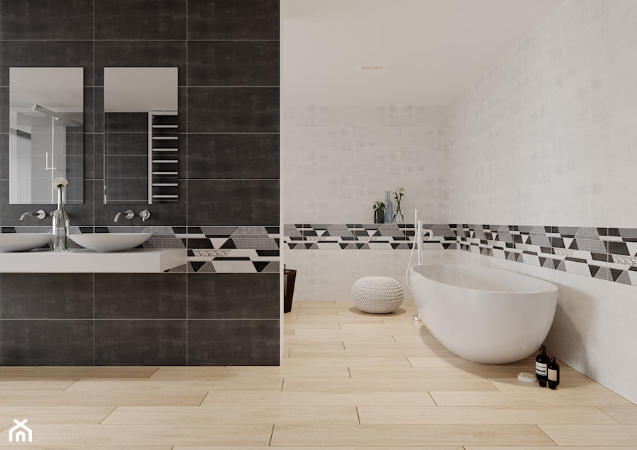 Fog 30x60 - Duża bez okna z dwoma umywalkami łazienka, styl tradycyjny - zdjęcie od LIS Ceramika