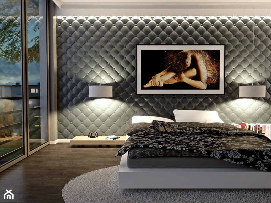 PODUSZKA - aranżacja wnętrza sypialni w odcieniu szarości - zdjęcie od DECCART