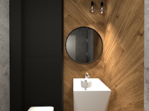 MARKI | 170 - Mała czarna szara łazienka w bloku w domu jednorodzinnym bez okna, styl industrialny - zdjęcie od KartA Pracownia Projektowa Katarzyna Cimochowska