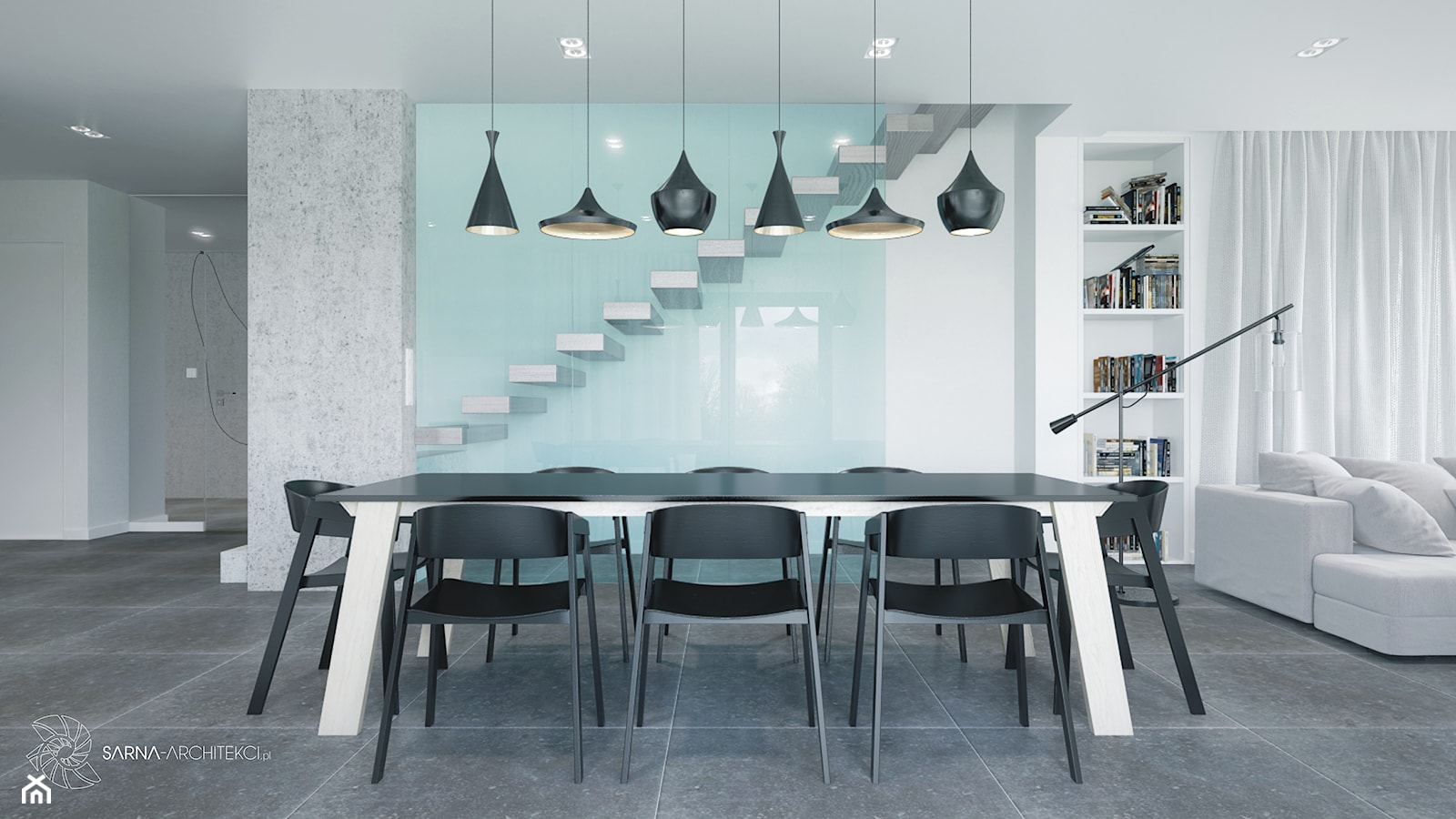 nowoczasna jadalnia, ściana szklana - zdjęcie od SARNA ARCHITEKCI / Architektura Wnętrza dla wymagających / Interior Design - Homebook