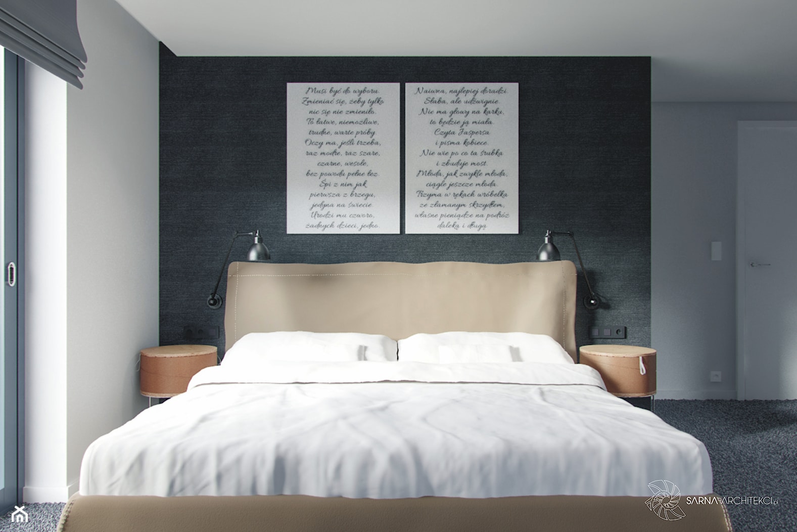 grafitowa sypialnia - zdjęcie od SARNA ARCHITEKCI / Architektura Wnętrza dla wymagających / Interior Design - Homebook