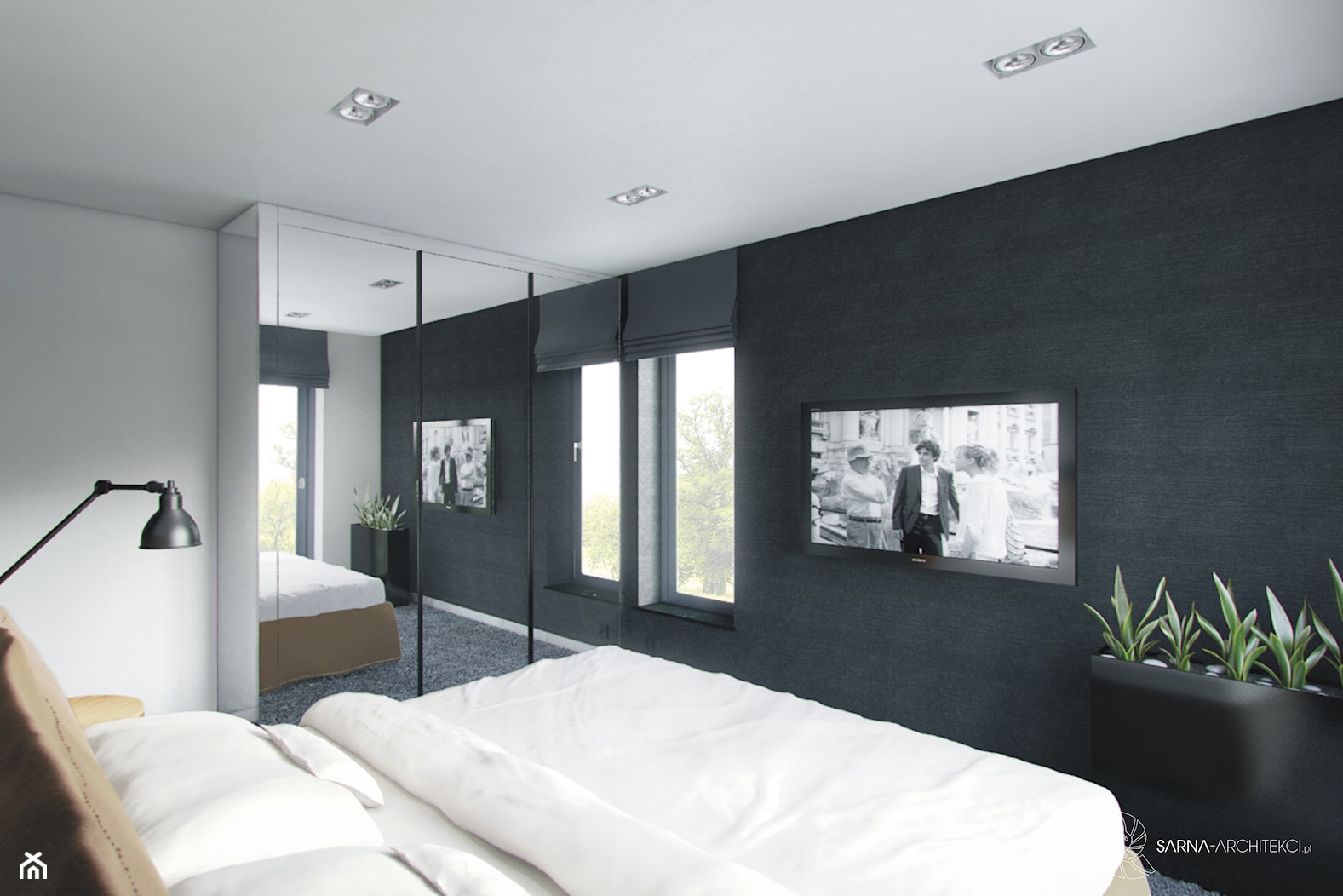 grafitowa sypialnia - zdjęcie od SARNA ARCHITEKCI / Architektura Wnętrza dla wymagających / Interior Design - Homebook