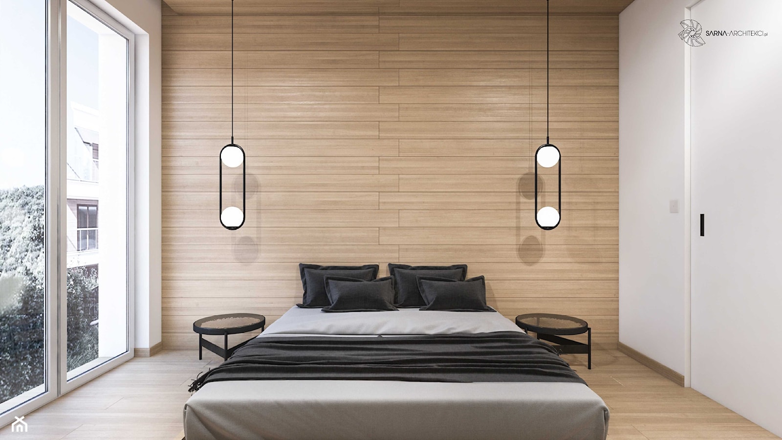 MInimalistyczna prosta sypialnia: drewno i łóżko - zdjęcie od SARNA ARCHITEKCI / Architektura Wnętrza dla wymagających / Interior Design - Homebook