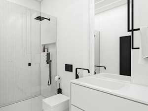 Łazienka: biel i akcenty czarne. Doskonała, czysta forma wnętrza - zdjęcie od SARNA ARCHITEKCI / Architektura Wnętrza dla wymagających / Interior Design